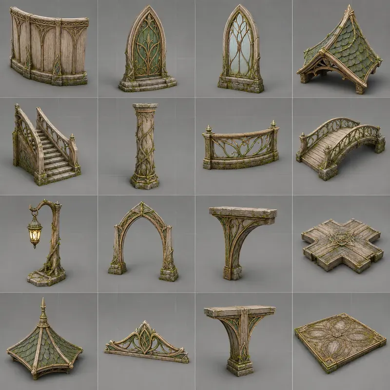 Realistic 3D Game Modular Building Kits