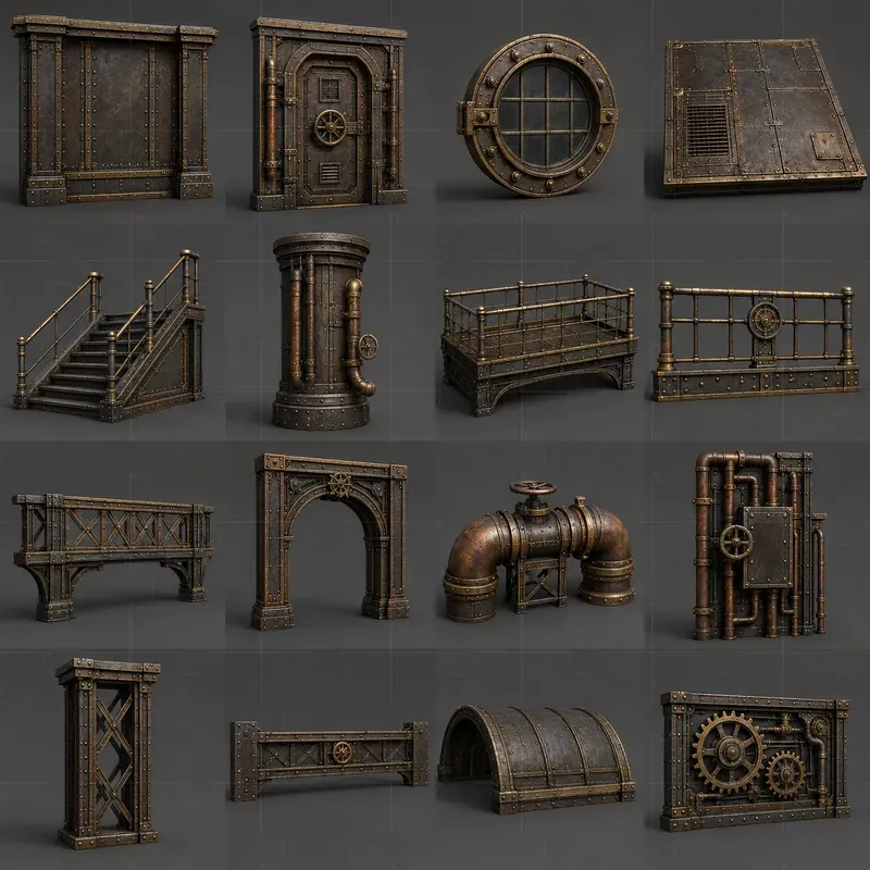 Realistic 3D Game Modular Building Kits