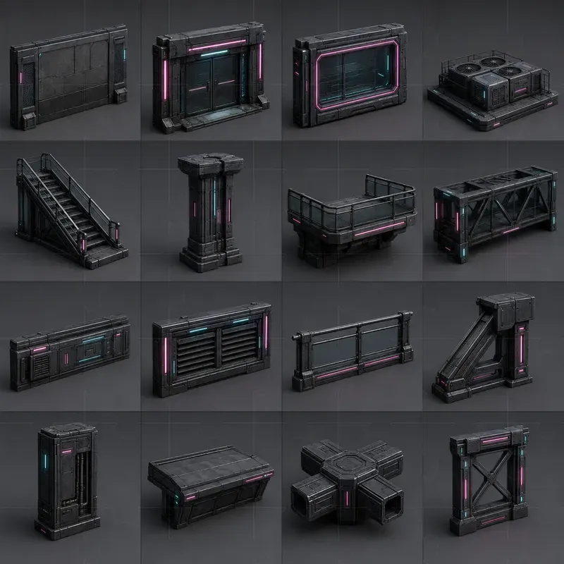Realistic 3D Game Modular Building Kits