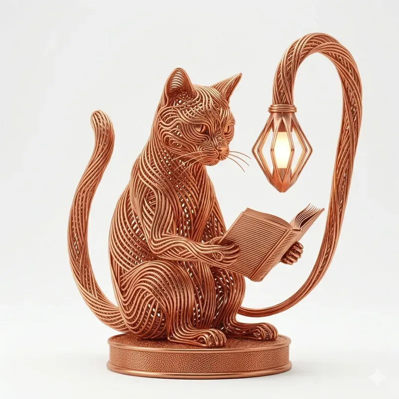 Futuristic Copper Wire Art 3D
