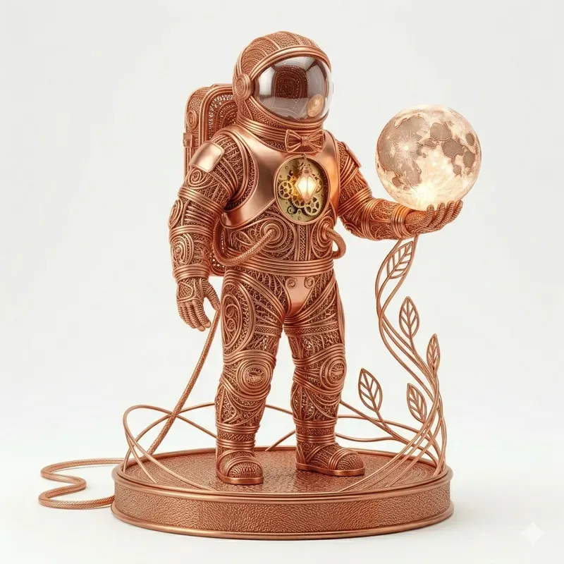 Futuristic Copper Wire Art 3D