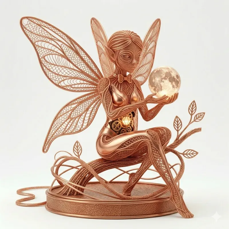 Futuristic Copper Wire Art 3D