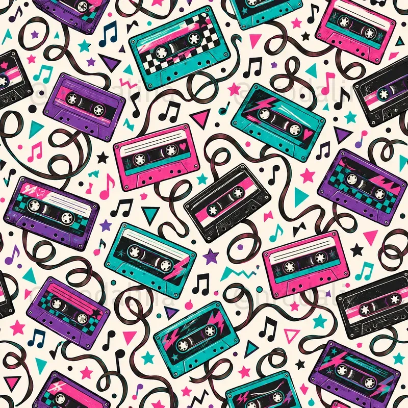 Gen X Nostalgia Seamless Patterns