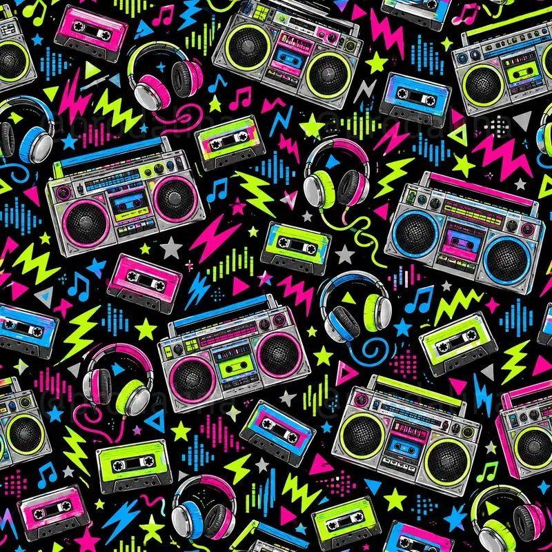 Gen X Nostalgia Seamless Patterns