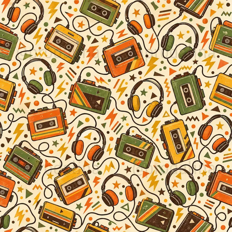 Gen X Nostalgia Seamless Patterns