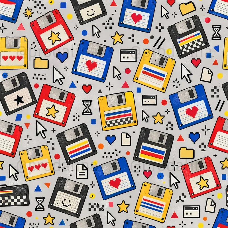 Gen X Nostalgia Seamless Patterns