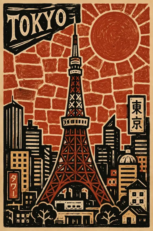 Vintage Linocut City Posters