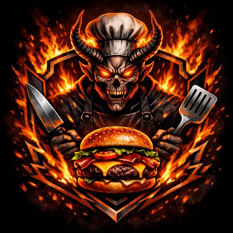 Flaming Burger Brand Logos