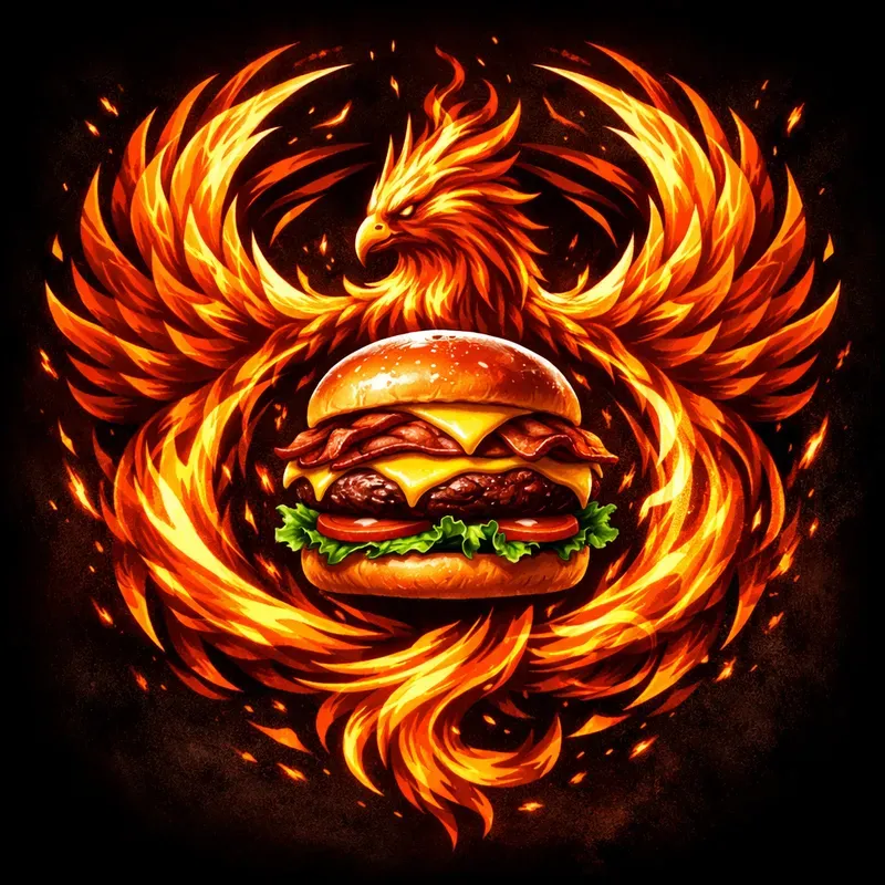 Flaming Burger Brand Logos