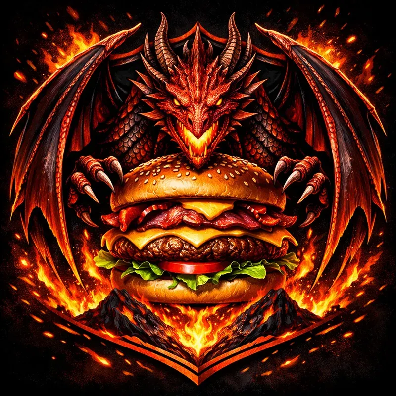 Flaming Burger Brand Logos