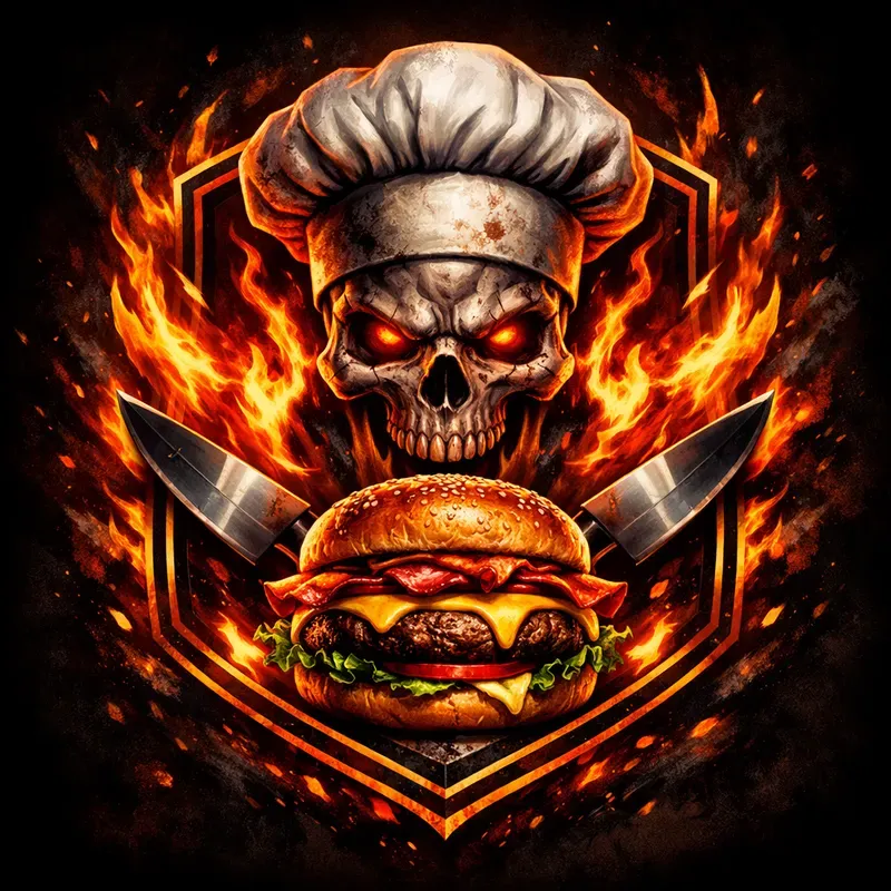 Flaming Burger Brand Logos