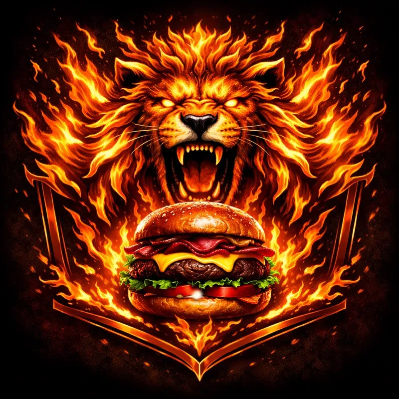 Flaming Burger Brand Logos