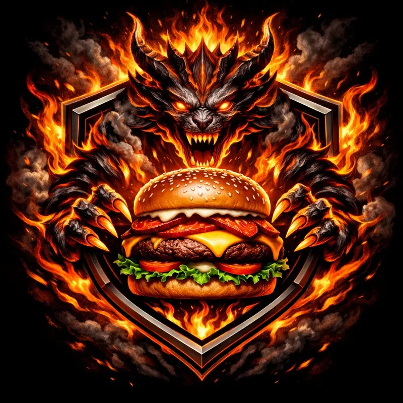 Flaming Burger Brand Logos