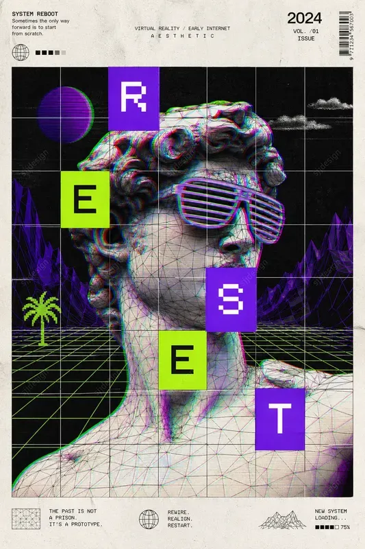 Grid Chaos Editorial Poster Style