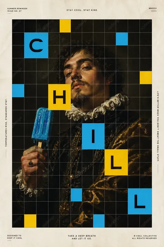 Grid Chaos Editorial Poster Style