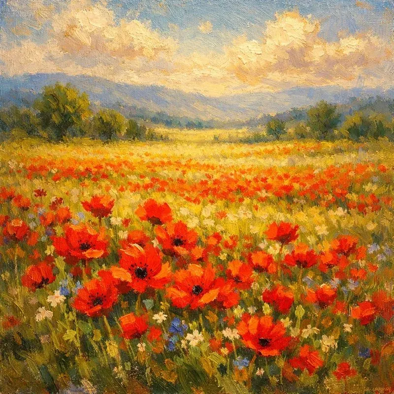 Tranquil Flower Art Meadow Paintings