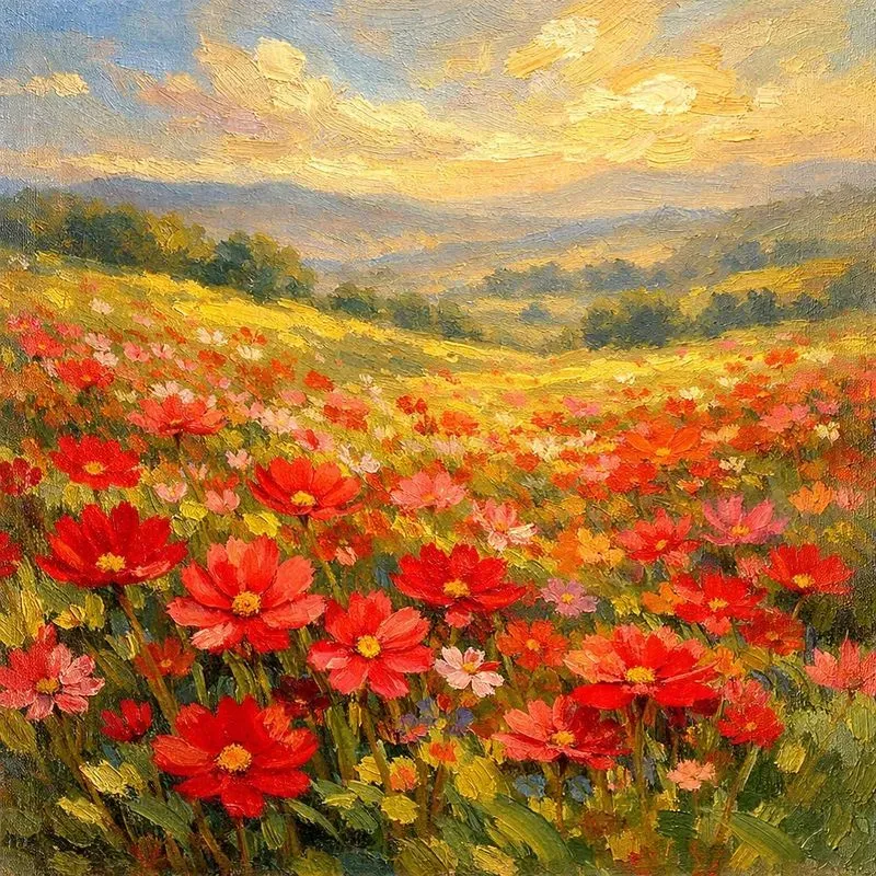 Tranquil Flower Art Meadow Paintings