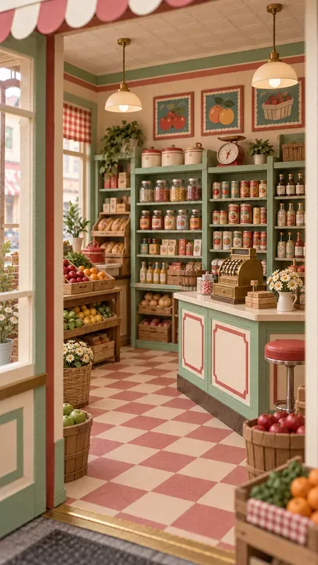 1950s City Shop Paper Craft Miniatures