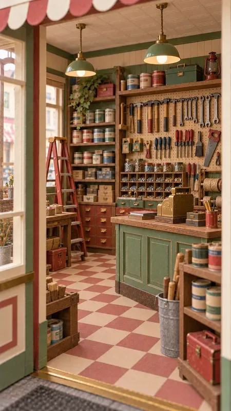 1950s City Shop Paper Craft Miniatures