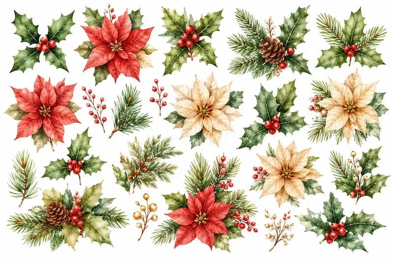 Whimsical Christmas Watercolor Cliparts