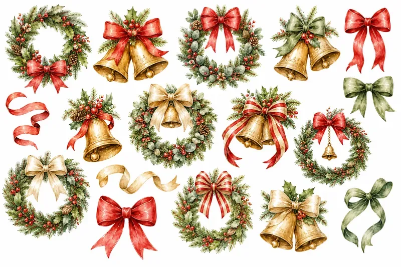 Whimsical Christmas Watercolor Cliparts