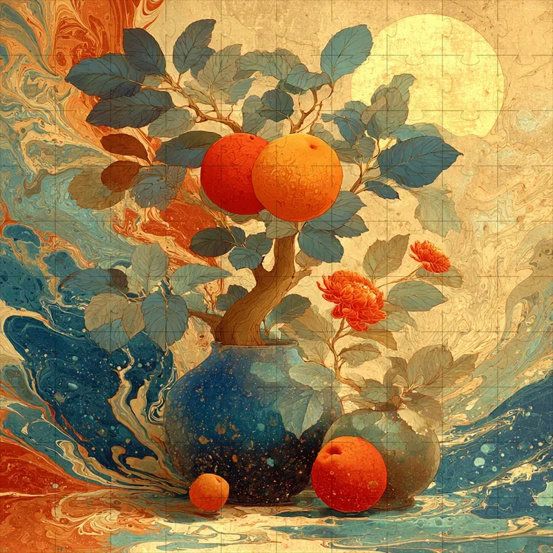 Marbled Rust Indigo Fine Art