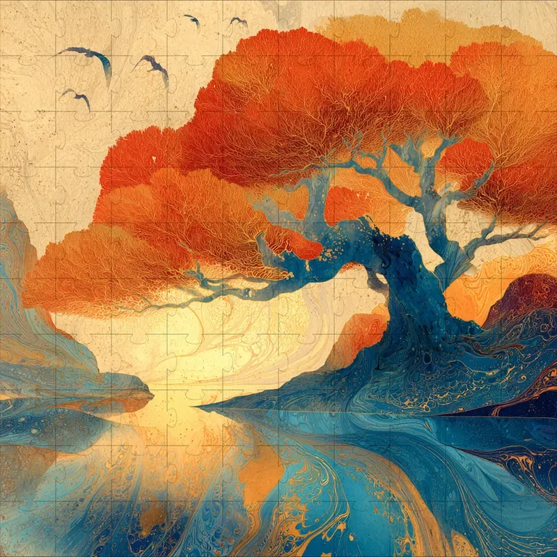 Marbled Rust Indigo Fine Art