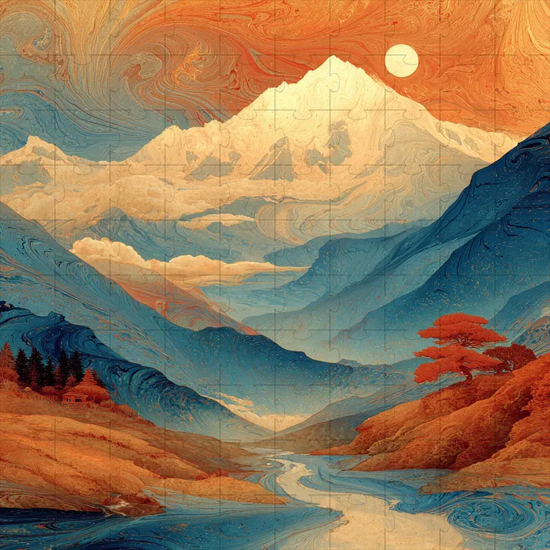 Marbled Rust Indigo Fine Art