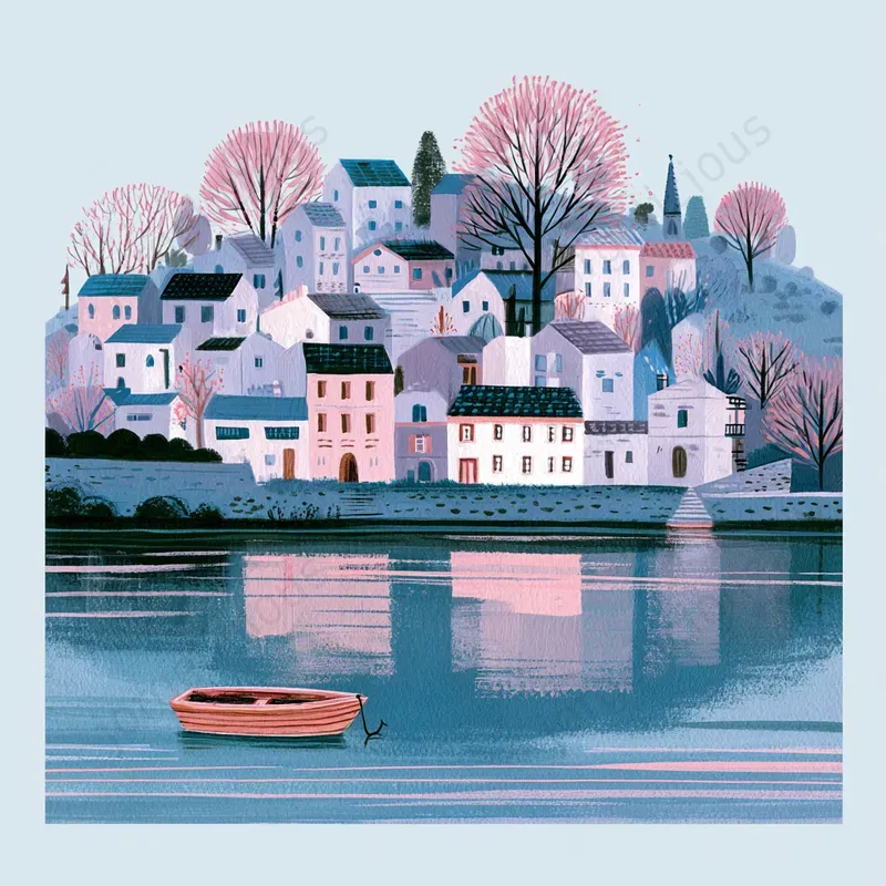 Pastel Folk Landscape Illustrations