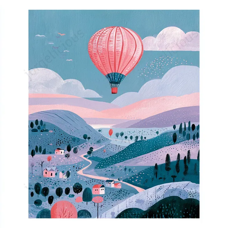 Pastel Folk Landscape Illustrations