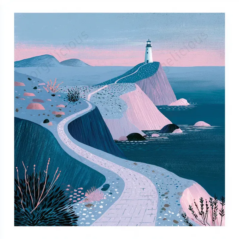 Pastel Folk Landscape Illustrations