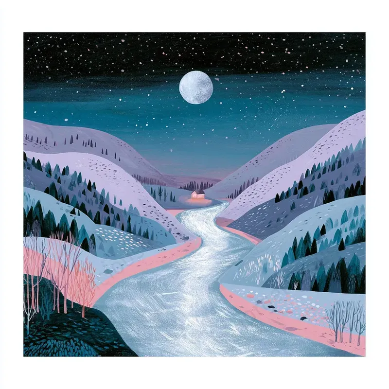 Pastel Folk Landscape Illustrations