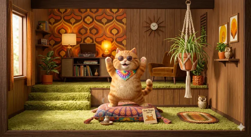 70s Retro Cat House 3D Dioramas