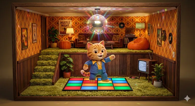 70s Retro Cat House 3D Dioramas