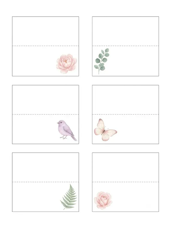 Watercolor Place Card Sheets