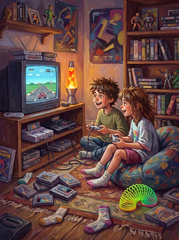Kids Playing Retro Consoles