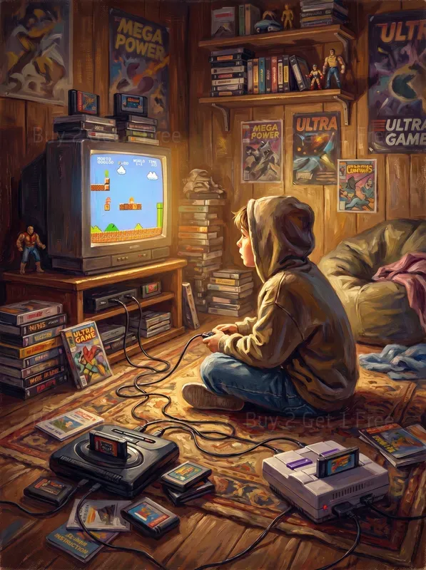 Kids Playing Retro Consoles