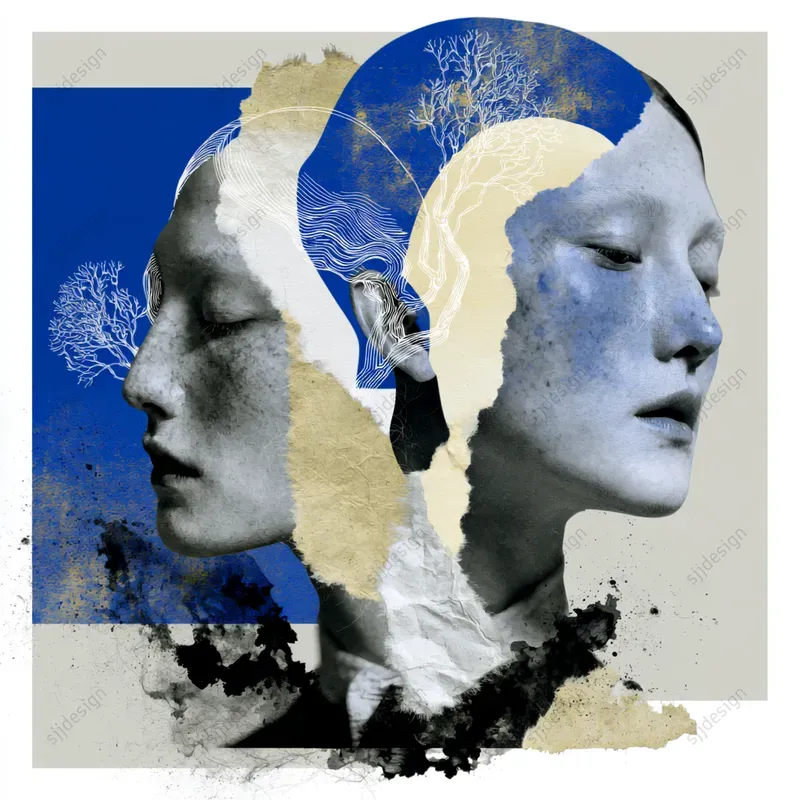 Cobalt Floral Photomontages