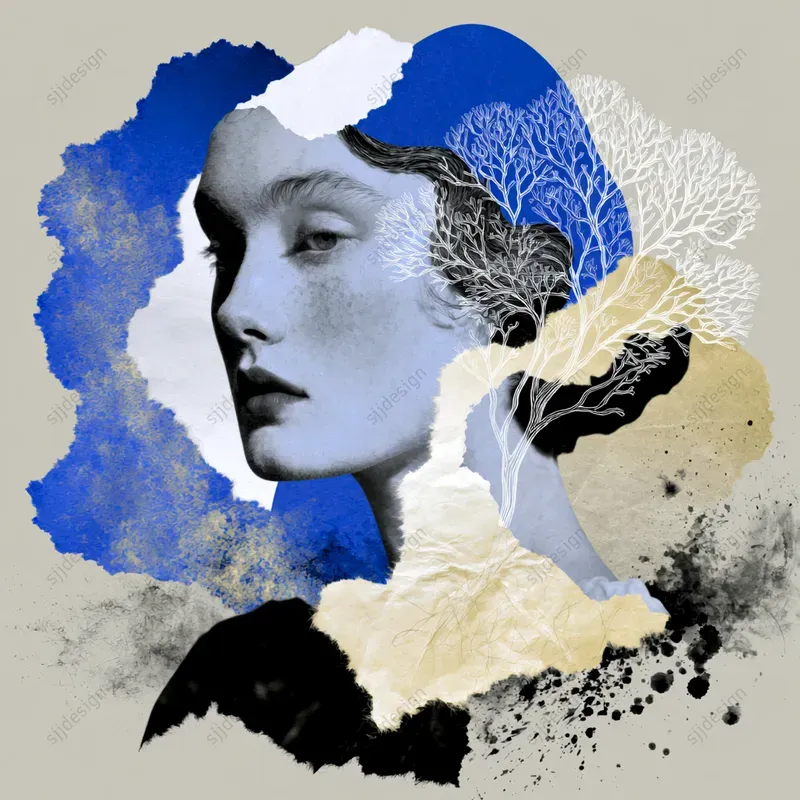 Cobalt Floral Photomontages