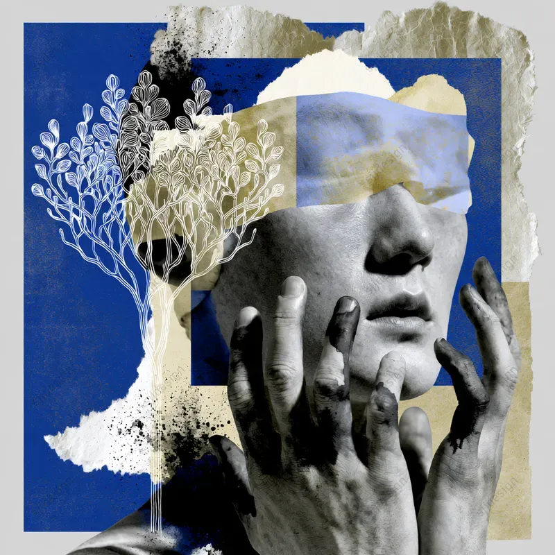 Cobalt Floral Photomontages