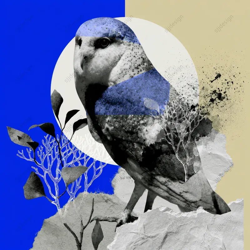 Cobalt Floral Photomontages