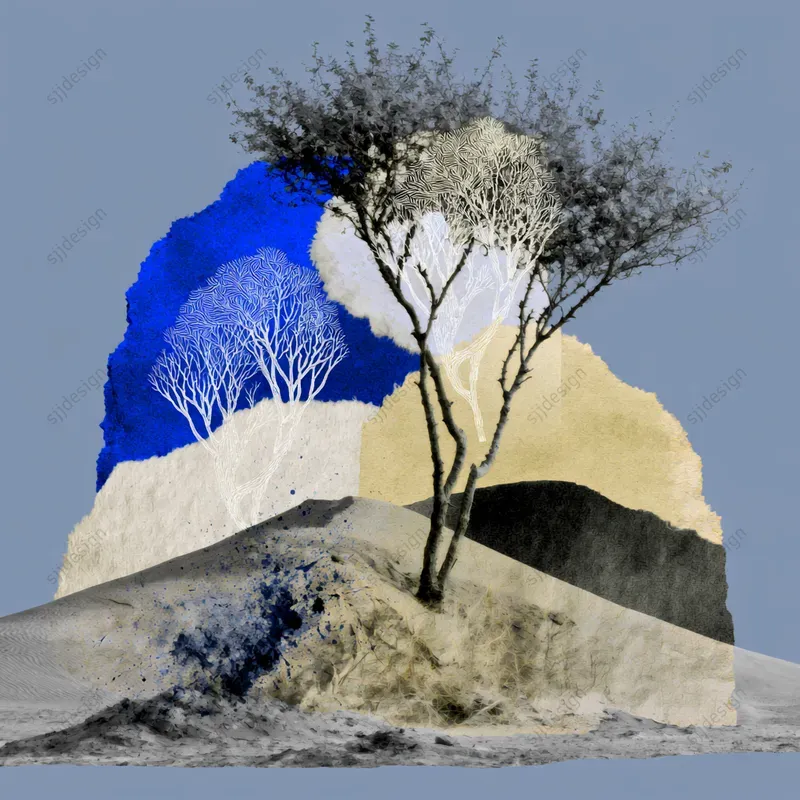 Cobalt Floral Photomontages