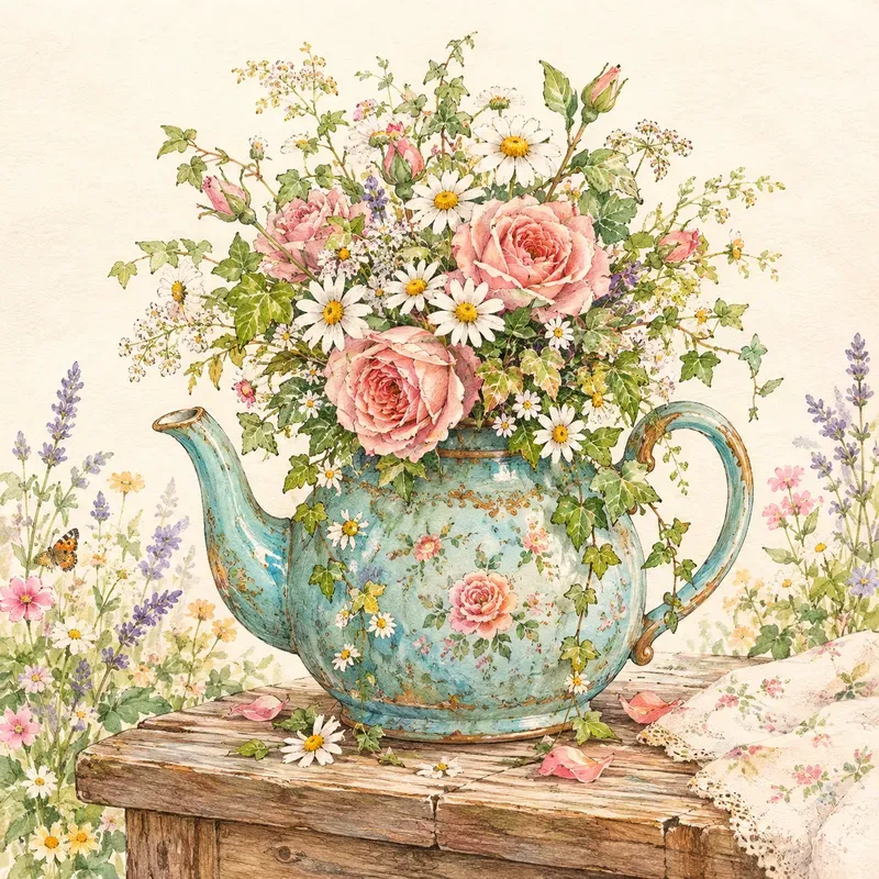 Whimsical Floral Storybook Art