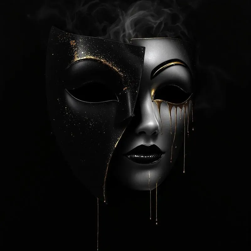 Dark Artistic Portraits Gold Drips Down
