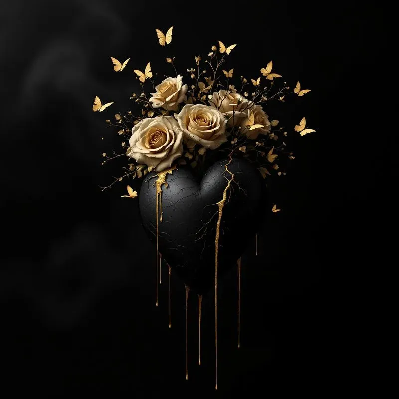 Dark Artistic Portraits Gold Drips Down