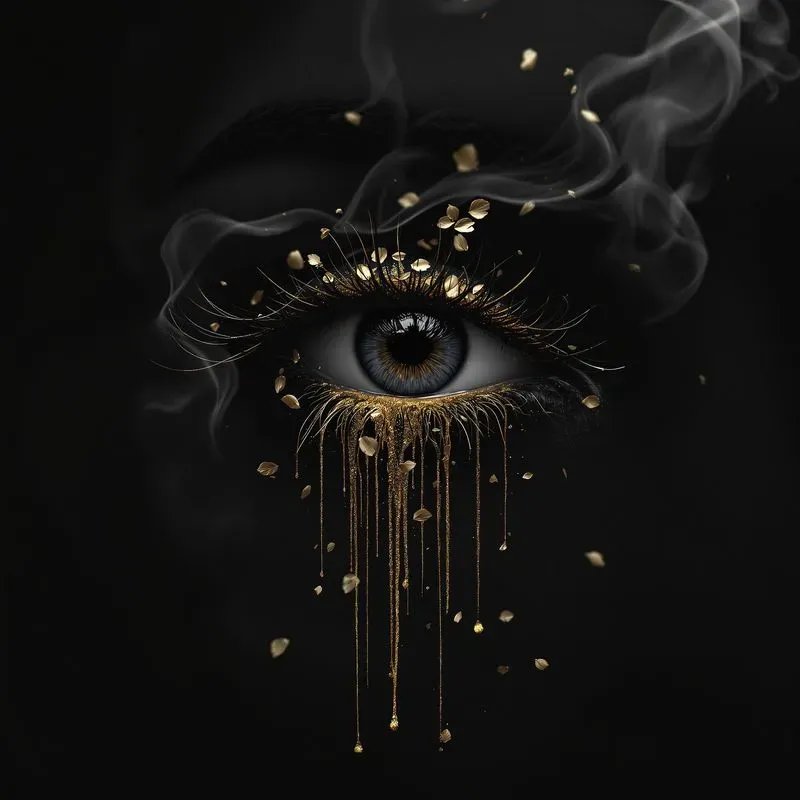 Dark Artistic Portraits Gold Drips Down