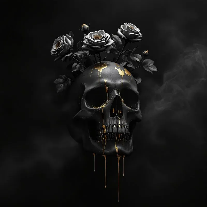 Dark Artistic Portraits Gold Drips Down