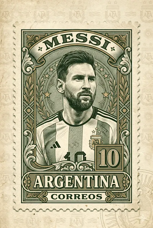 Vintage Engraved Football Postage Stamps