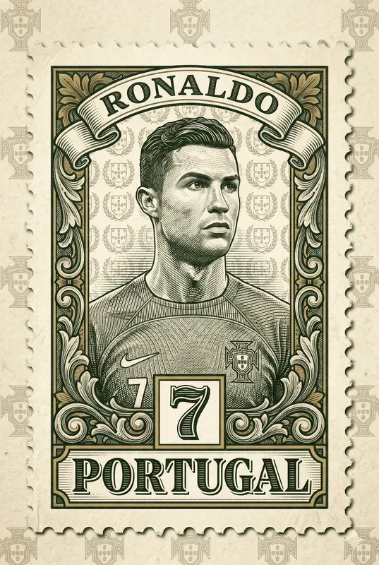 Vintage Engraved Football Postage Stamps