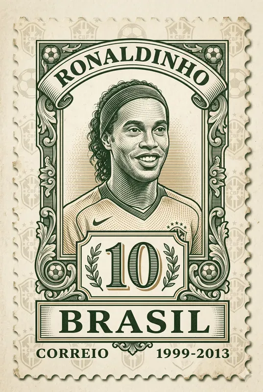 Vintage Engraved Football Postage Stamps